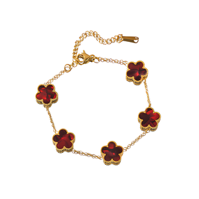 Essence - Pulsera floral en acero inoxidable y chapado en oro de 18k