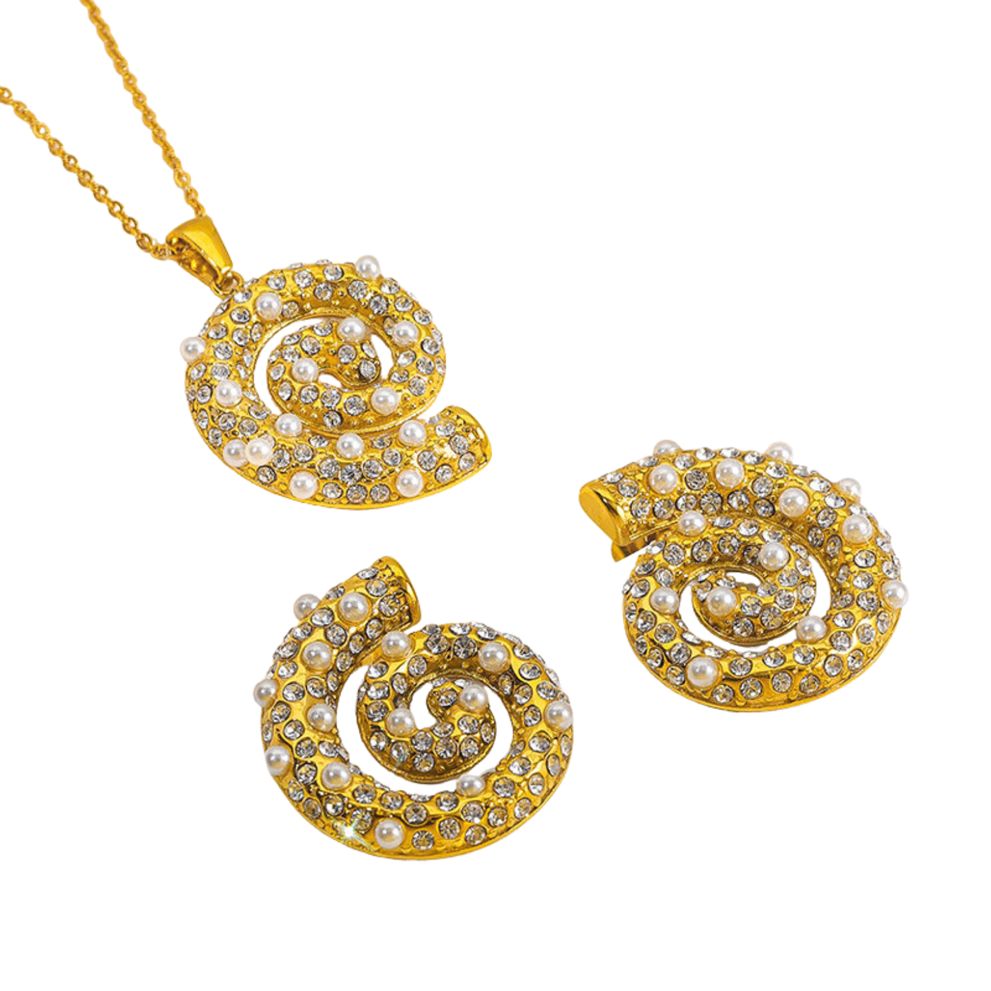 Conjunto Golden Spiral - Collar y pendientes.