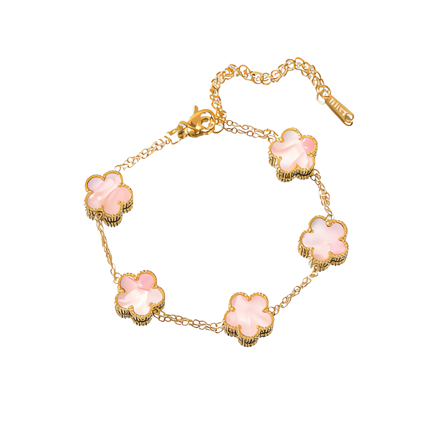 Essence - Pulsera floral en acero inoxidable y chapado en oro de 18k