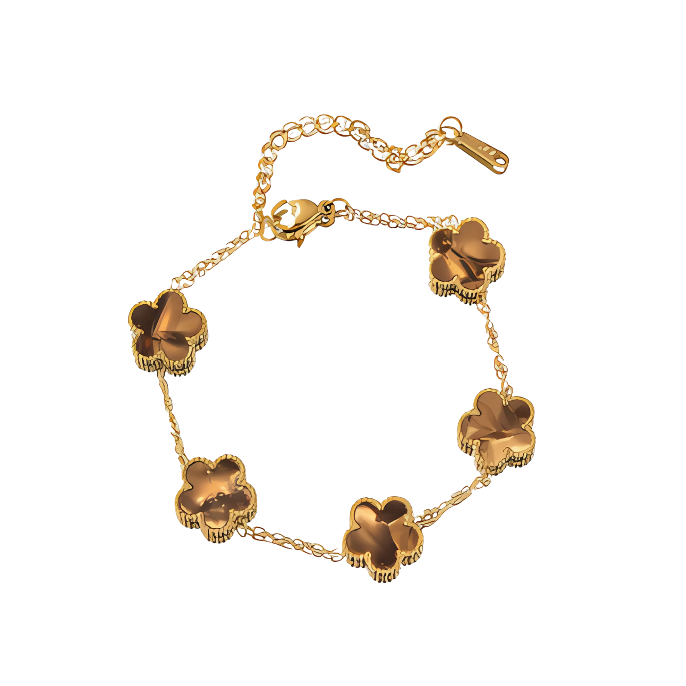 Essence - Pulsera floral en acero inoxidable y chapado en oro de 18k