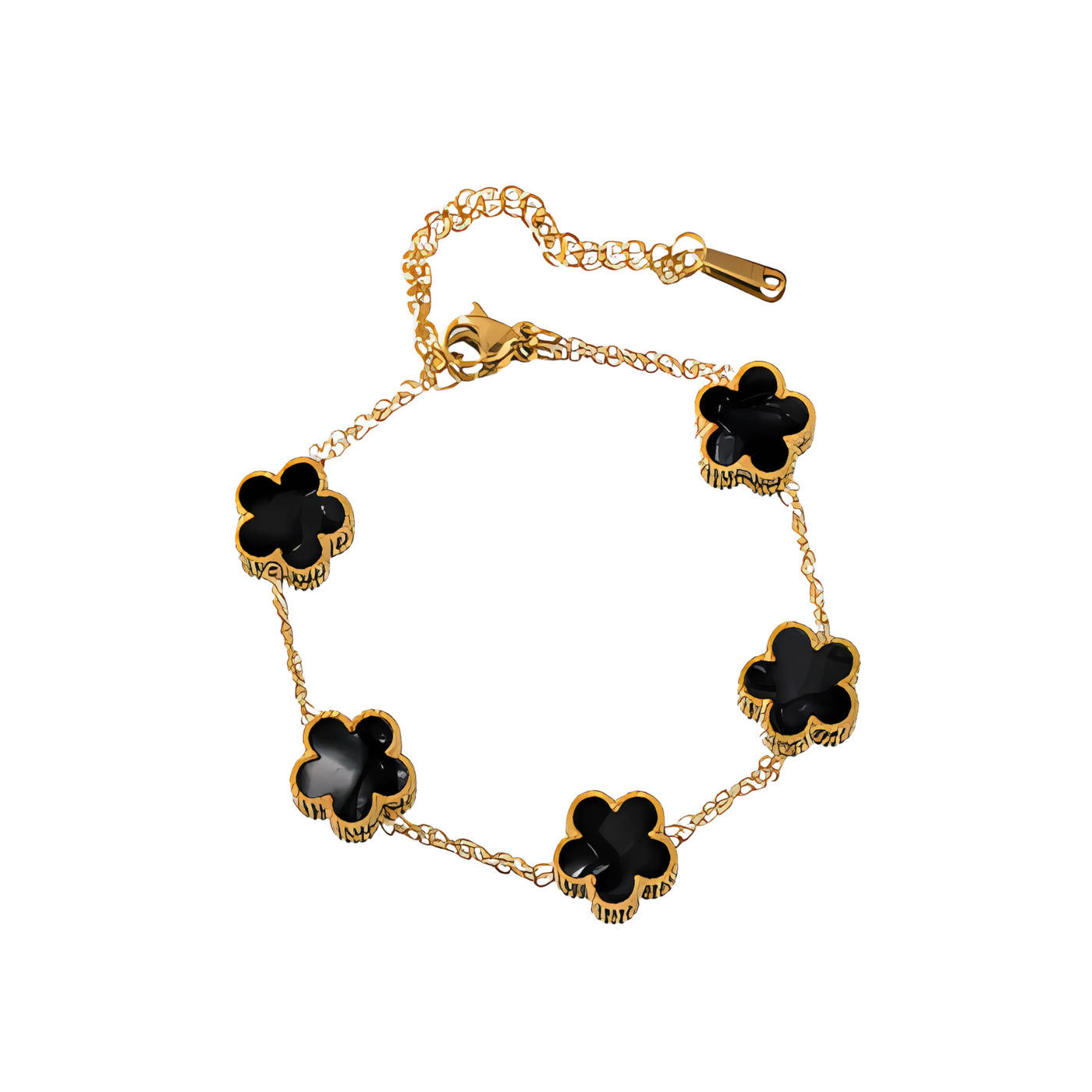 Essence - Pulsera floral en acero inoxidable y chapado en oro de 18k
