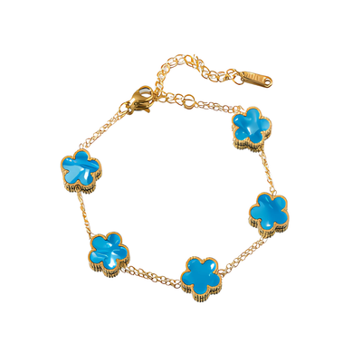 Essence - Pulsera floral en acero inoxidable y chapado en oro de 18k