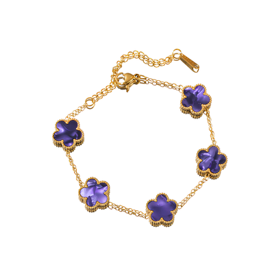 Essence - Pulsera floral en acero inoxidable y chapado en oro de 18k