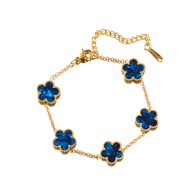 Essence - Pulsera floral en acero inoxidable y chapado en oro de 18k