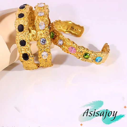 Brazalete Serena  – Oro 18k y circonitas en un diseño hecho a mano
