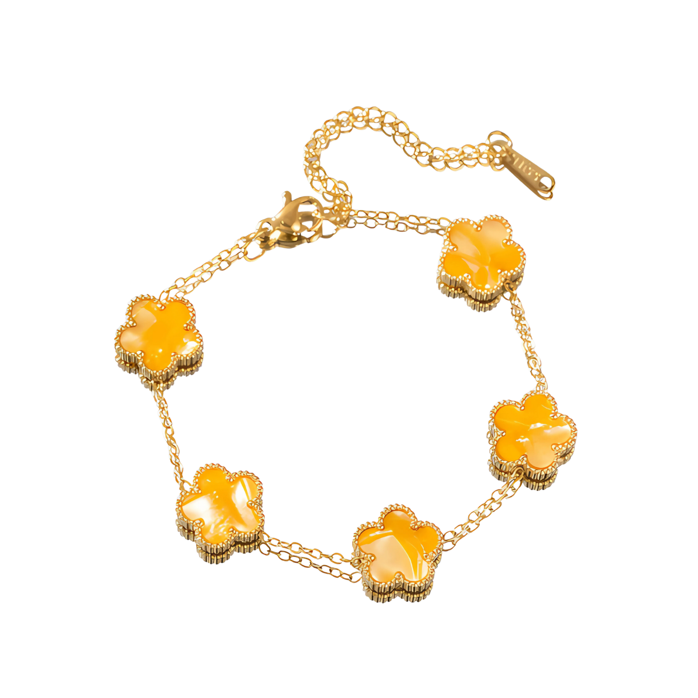 Essence - Pulsera floral en acero inoxidable y chapado en oro de 18k