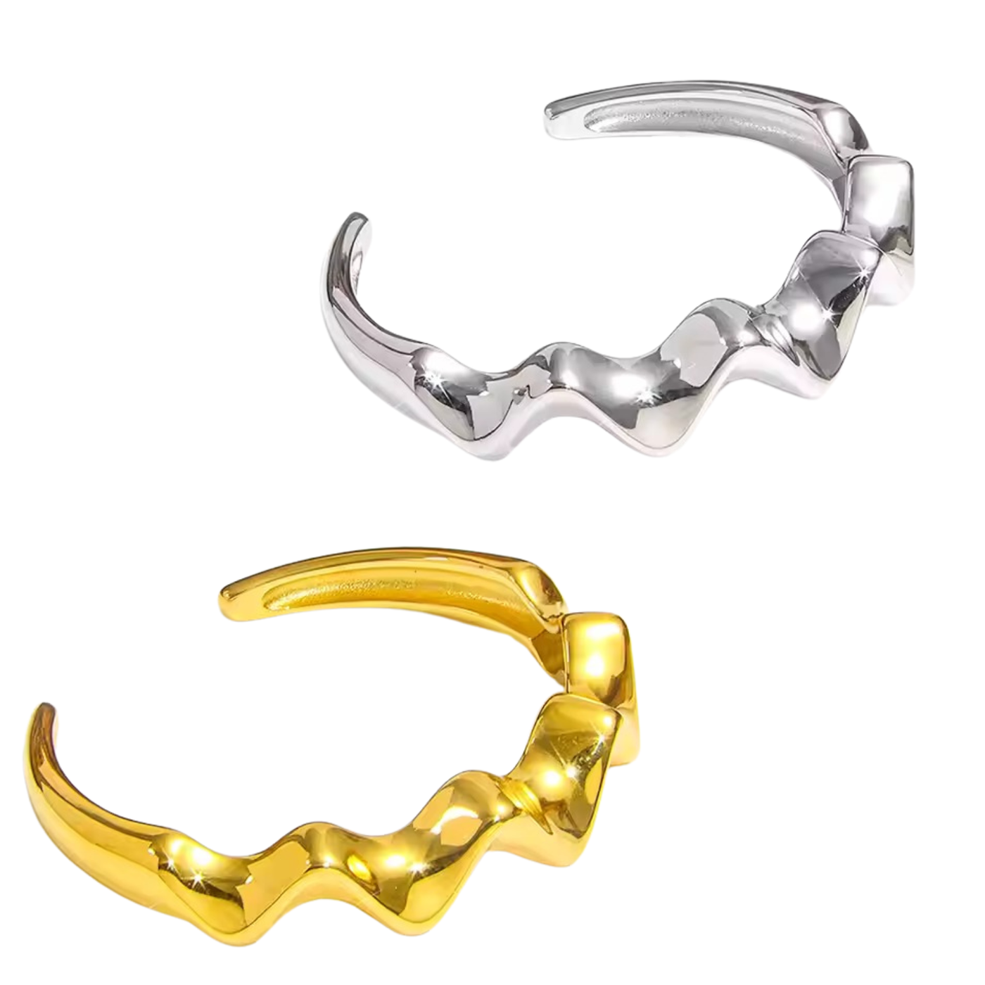 Pack de 2 Brazaletes Escultórico - Ondas de Luz